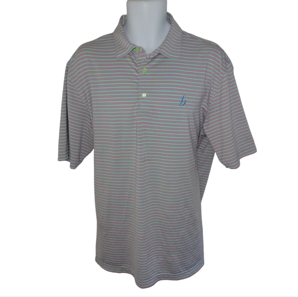 Peter Millar Summer Comfort Striped Golf Polo Shirt - Men's L